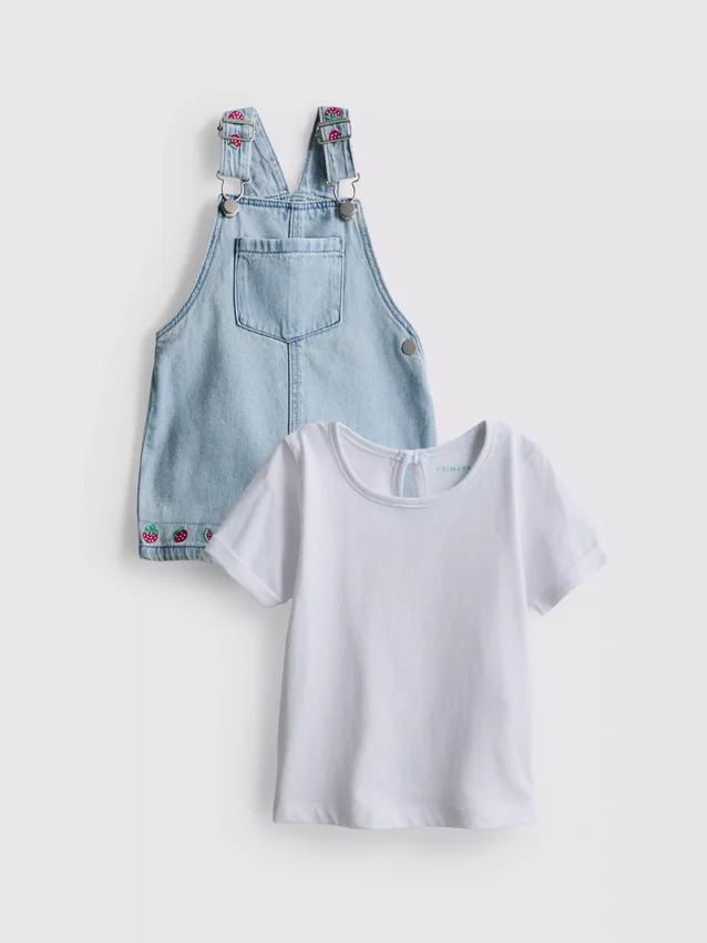 0-36 meses | Conjunto de camiseta y overol con bordado de frutas