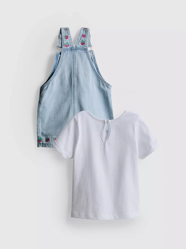 0-36 meses | Conjunto de camiseta y overol con bordado de frutas