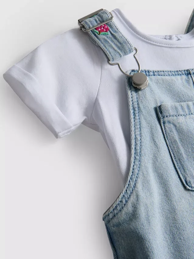 0-36 meses | Conjunto de camiseta y overol con bordado de frutas