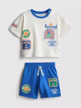 0-36 meses | Conjunto de camiseta y pantalones cortos con diseño de baloncesto