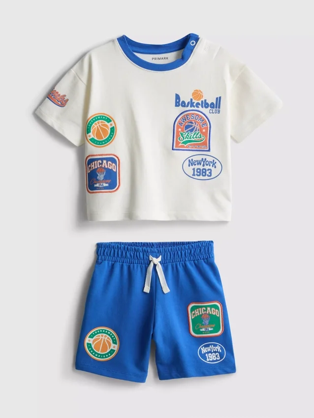 0-36 meses | Conjunto de camiseta y pantalones cortos con diseño de baloncesto