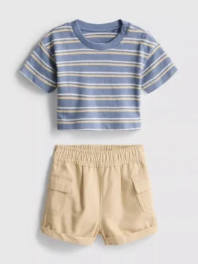 0-36 meses | Conjunto de camiseta y pantalones cortos tipo cargo