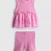 0-36 meses | Conjunto de top sin mangas con ojales y pantalones cortos