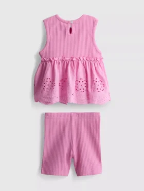 0-36 meses | Conjunto de top sin mangas con ojales y pantalones cortos