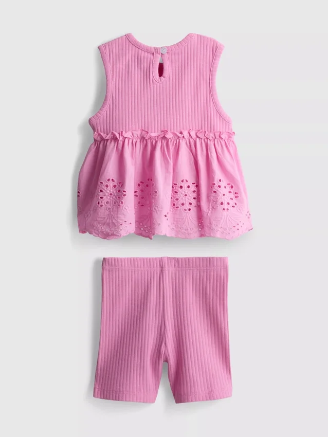 0-36 meses | Conjunto de top sin mangas con ojales y pantalones cortos