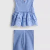 0-36 meses | Conjunto de top sin mangas con ojales y pantalones cortos