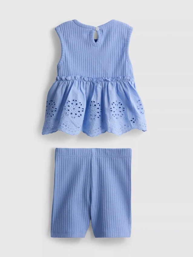 0-36 meses | Conjunto de top sin mangas con ojales y pantalones cortos