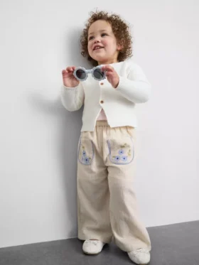 0-36 meses | Pantalones de pierna recta con apliques florales