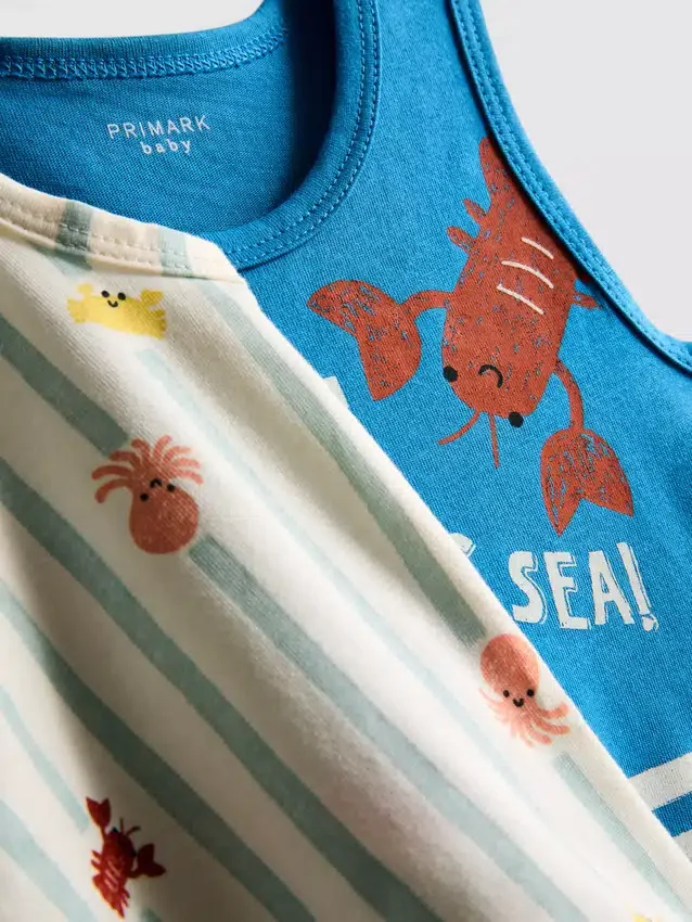 0-36 meses | Paquete de 2 camisetas sin mangas con estampado marino