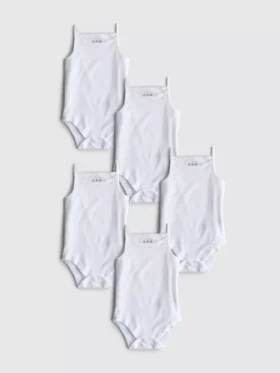 0-36 meses | Paquete de 5 bodies sin mangas con tirantes