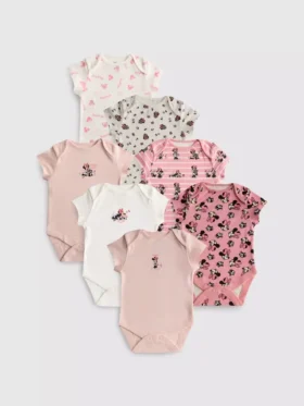 0-36 meses | Paquete de 7 bodies de pantalones cortos de Minnie Mouse de Disney