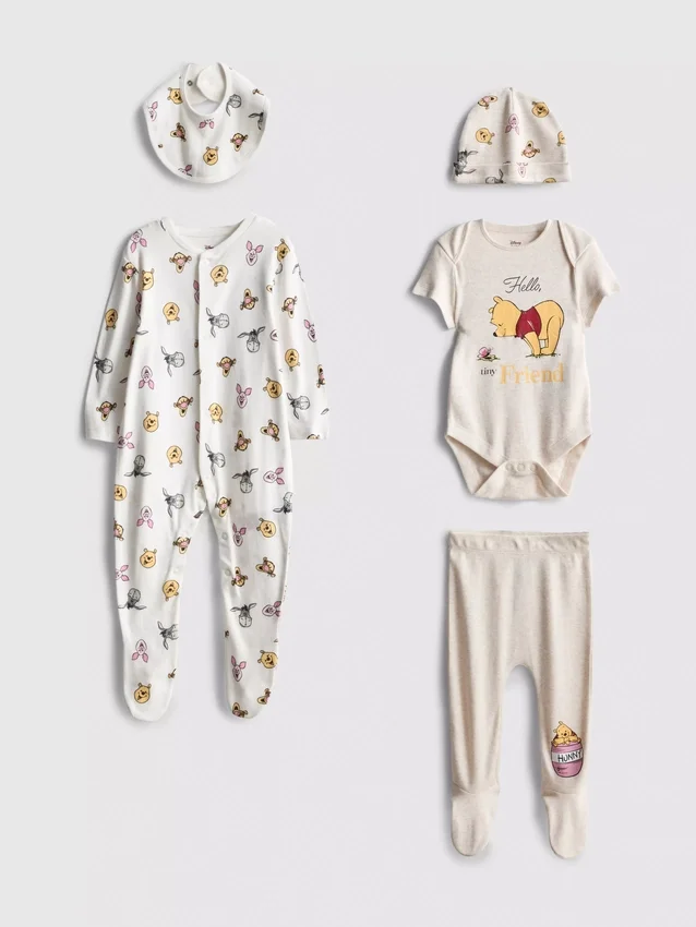 0-9 meses | Conjunto de 5 piezas de Disney «Winnie the Pooh» para recién nacidos