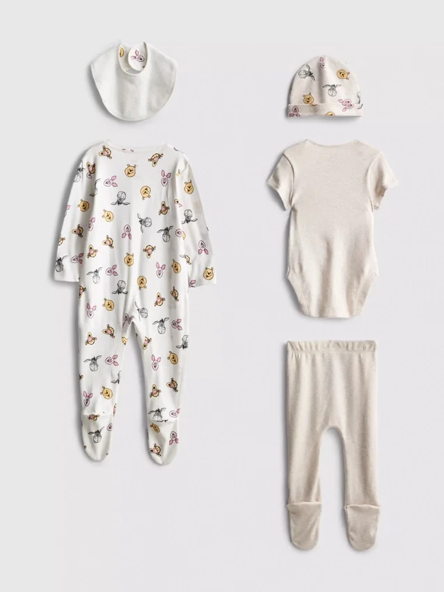 0-9 meses | Conjunto de 5 piezas de Disney «Winnie the Pooh» para recién nacidos
