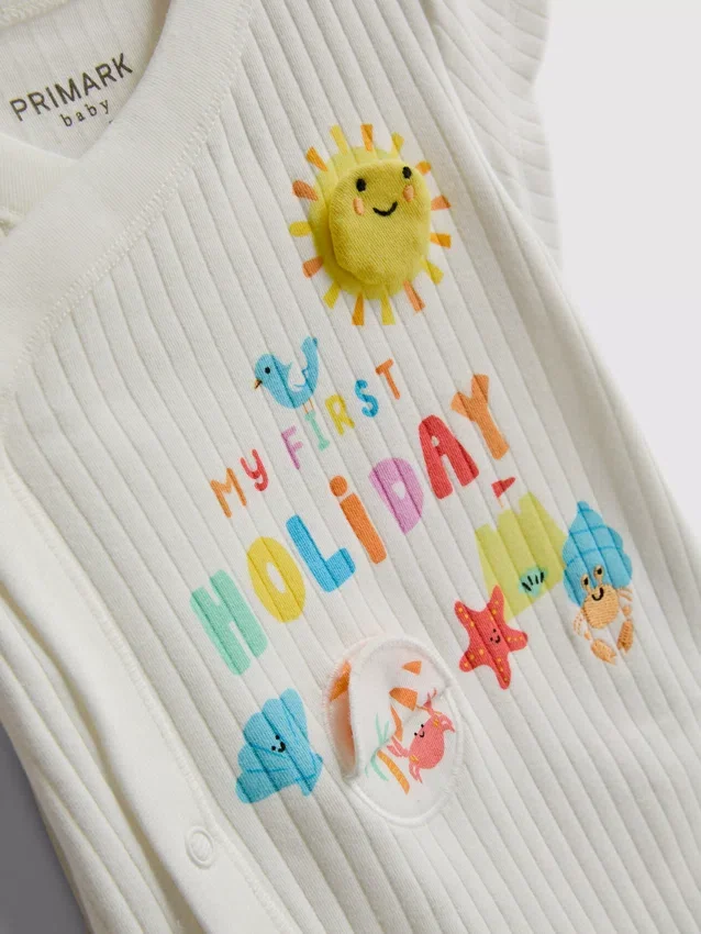 0-9 meses | Conjunto para recién nacidos con mis primeros bodies de vacaciones y gorrito para el sol