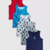 1,5-10 años | Paquete de 5 camisetas sin mangas con estampado de dinosaurios