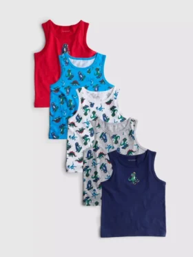 1,5-10 años | Paquete de 5 camisetas sin mangas con estampado de dinosaurios