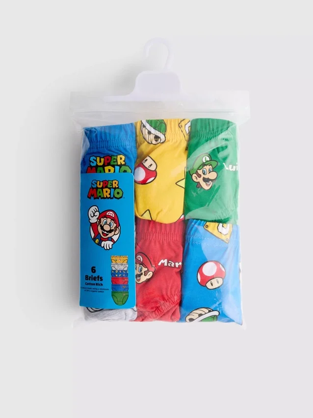 1,5-10 años | Paquete de 6 calzoncillos de Super Mario