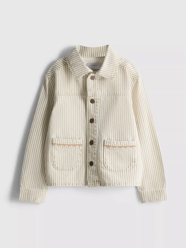 1,5-12 años | Chaqueta tipo «shacket» de mezclilla de rayas finas de algodón de The Edit