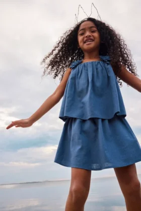 1,5-12 años | Conjunto de blusa y falda con apliques florales en mezcla de lino de The Edit