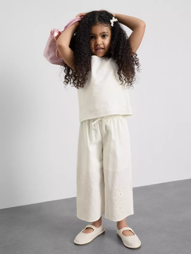 1,5-12 años | Pantalones bordados de mezcla de lino de The Edit