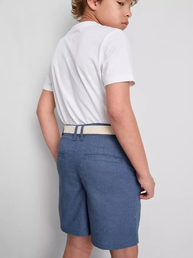1,5-12 años | Pantalones cortos chino con cinturón de mezcla de lino de la colección «The Edit»