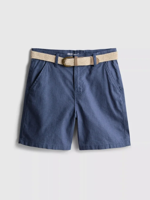 1,5-12 años | Pantalones cortos chino con cinturón de mezcla de lino de la colección «The Edit»