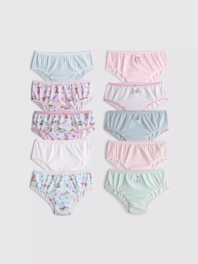 1,5-14 años | Paquete de 10 calzoncillos con diseño de sirena