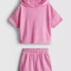 1,5-7 años | Conjunto de sudadera con capucha de toalla y pantalones cortos
