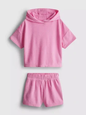 1,5-7 años | Conjunto de sudadera con capucha de toalla y pantalones cortos