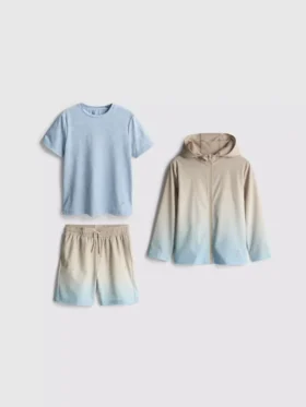 1,5-7 años | Conjunto deportivo de 3 piezas: camiseta, pantalones cortos y sudadera con capucha