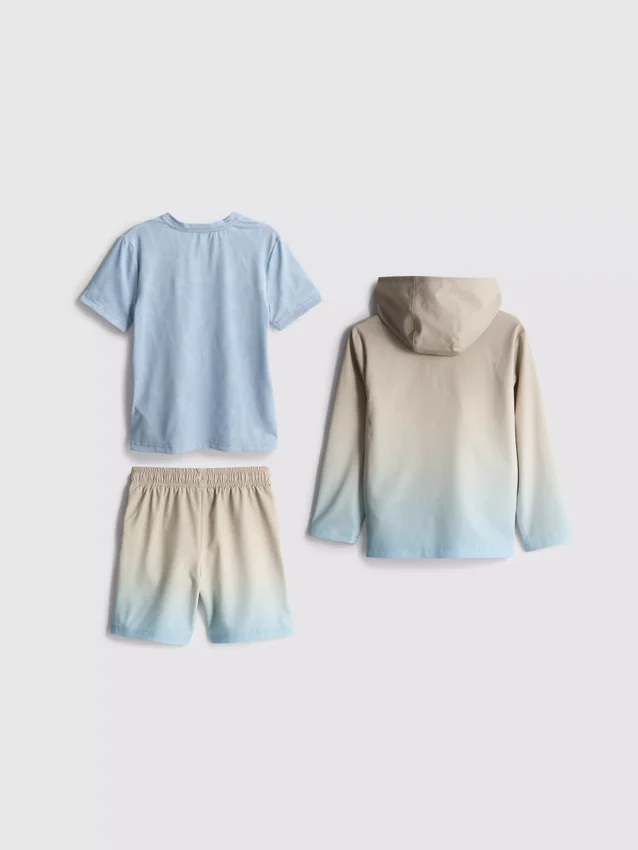 1,5-7 años | Conjunto deportivo de 3 piezas: camiseta, pantalones cortos y sudadera con capucha