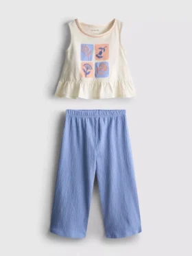 1,5-8 años | Conjunto de blusa con peplum bordado y pantalones