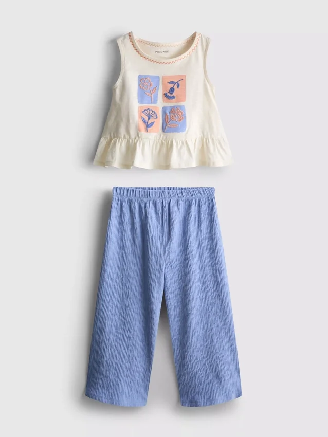 1,5-8 años | Conjunto de blusa con peplum bordado y pantalones