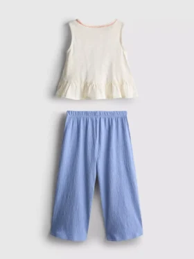 1,5-8 años | Conjunto de blusa con peplum bordado y pantalones