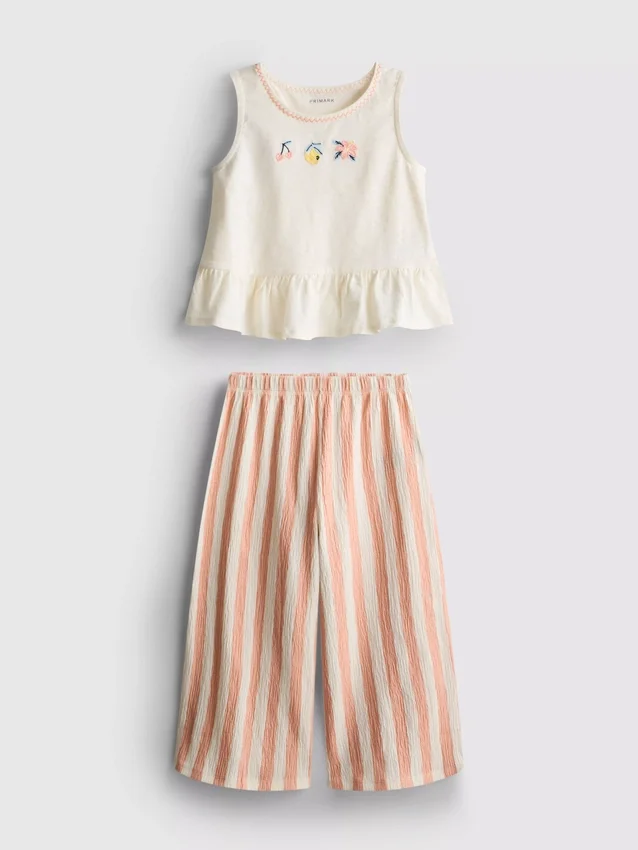 1,5-8 años | Conjunto de blusa con peplum bordado y pantalones