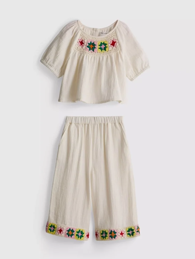 1,5-8 años | Conjunto de blusa y pantalones de ganchillo