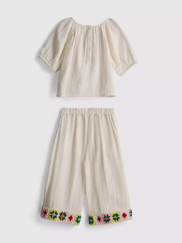 1,5-8 años | Conjunto de blusa y pantalones de ganchillo