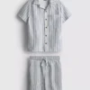 1,5-8 años | Conjunto de camisa de punto a rayas y pantalones cortos
