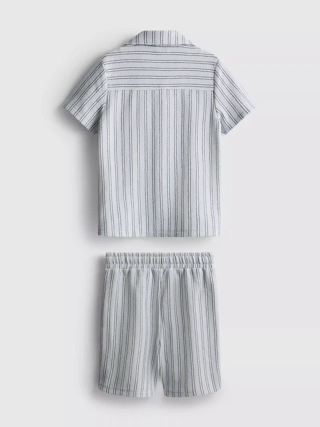 1,5-8 años | Conjunto de camisa de punto a rayas y pantalones cortos