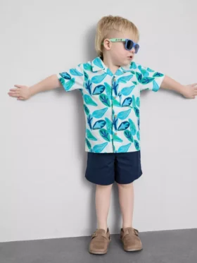1,5-8 años | Conjunto de camisas y pantalones cortos de algodón slub