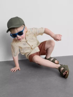 1,5-8 años | Conjunto de camisas y pantalones cortos de algodón slub