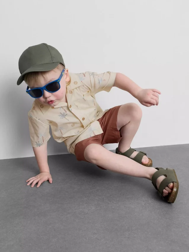 1,5-8 años | Conjunto de camisas y pantalones cortos de algodón slub