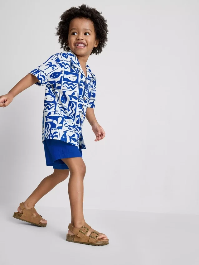 1,5-8 años | Conjunto de camisas y pantalones cortos de algodón slub