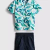 1,5-8 años | Conjunto de camisas y pantalones cortos de algodón slub