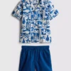 1,5-8 años | Conjunto de camisas y pantalones cortos de algodón slub