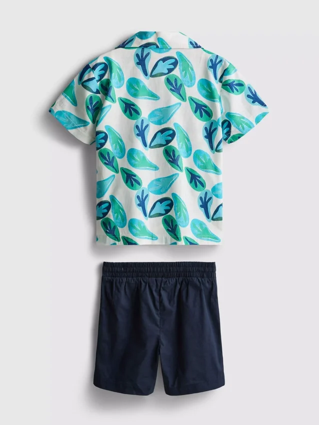 1,5-8 años | Conjunto de camisas y pantalones cortos de algodón slub