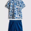 1,5-8 años | Conjunto de camisas y pantalones cortos de algodón slub