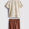 1,5-8 años | Conjunto de camisas y pantalones cortos de algodón slub