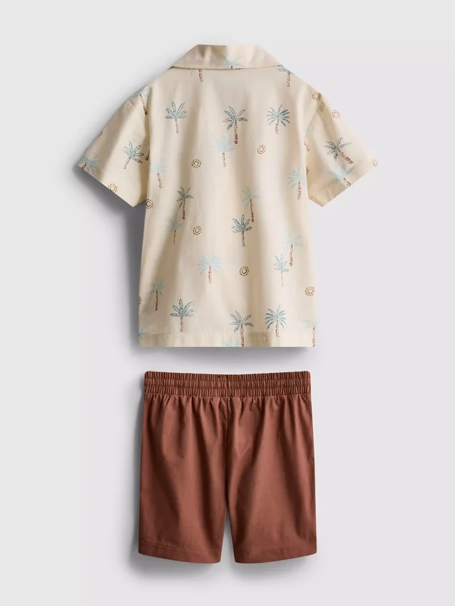 1,5-8 años | Conjunto de camisas y pantalones cortos de algodón slub