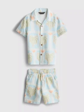 1,5-8 años | Conjunto de camisas y pantalones cortos estampados con textura